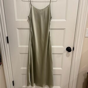 Liquid Satin Minimalist Slip Dress in Sage